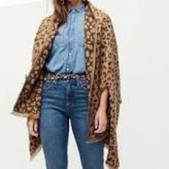 J Crew leopard print poncho lagenlook - Picture 1 of 7
